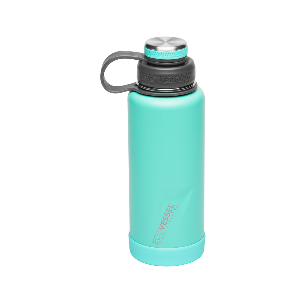 EcoVessel - THE BOULDER - Insulated Water Bottle w/ Double Lid & Strainer -  32 oz